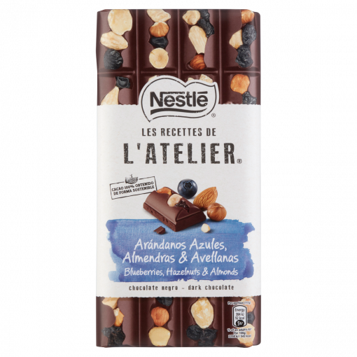 Nestlé L’Atelier étcsokoládé kandírozott áfonyával, mogyoróval és mandulával 170 g