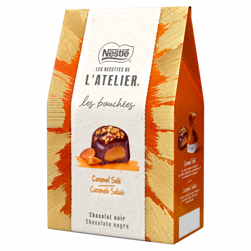 Nestlé l’Atelier étcsokoládé praliné karamellizált manduladarabokkal és sós karamellel 166 g
