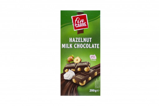 fin Carré Hazelnut milk chocolate tejszínes tejcsokoládé egész mogyoróval 200g