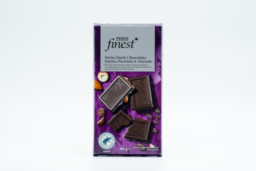 Tesco finest Swiss Dark Chocolate Raisins, Hazelnuts & Almonds 180g