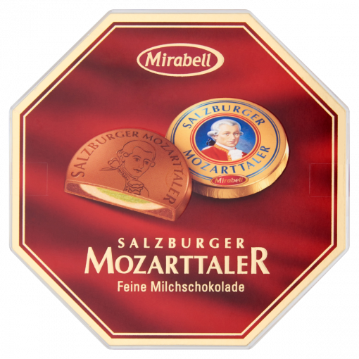 Mirabell Salzburger Mozarttaler tejcsokoládé mogyoróskrém és marcipános töltelékkel 15 db 300 g