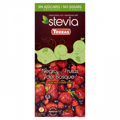 Torras Stevia gluténmentes erdei gyümölcsös étcsokoládé hozzáadott cukor nélkül édesítőszerrel 125 g