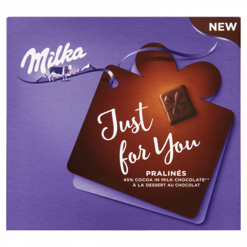 Milka Just for You magas kakaótartalmú tejcsokoládé praliné kakaós krémtöltelékkel 110 g