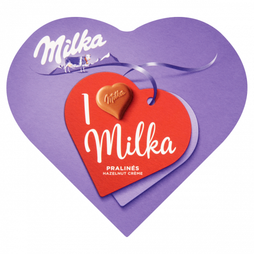 Milka I love Milka alpesi tejcsokoládé praliné mogyorós krémtöltelékkel 44 g