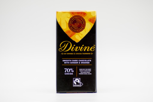Divine smooth dark chocolate with ginger & orange 70% cocoa 90g