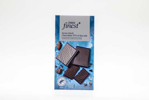 Tesco finest Swiss Dark Chocolate 55% & sea salt 100g