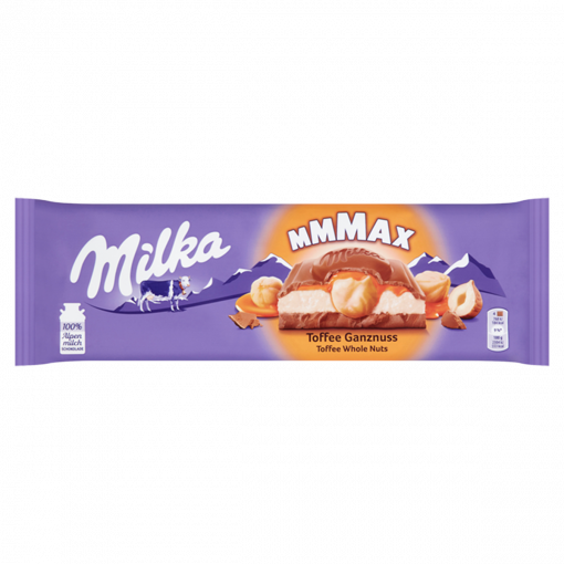 Milka Mmmax alpesi tejcsokoládé karamell ízű tejes krémtöltelékkel 300 g