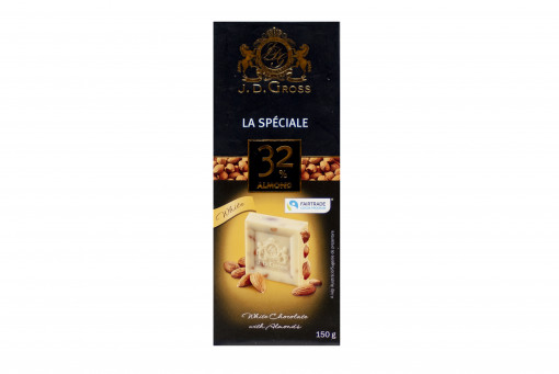 J.D. Gross La Spéciale 32% almond White Chocolate with Almonds 150g