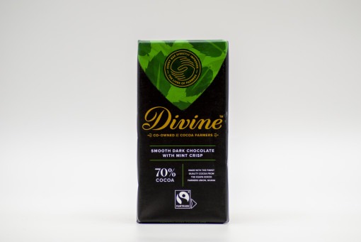 Divine smooth dark chocolate with mint crisp 70% cocoa 90g