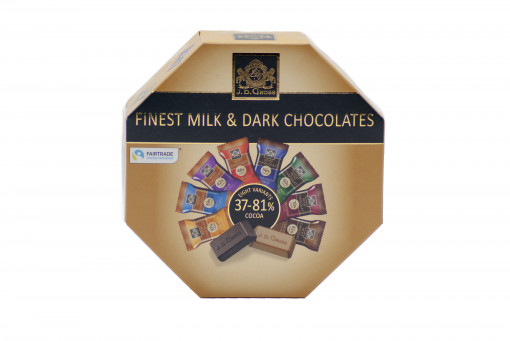 J.D. Gross Finest Milk & Dark Chocolates válogatás ét- és tejcsokoládéból 36 db