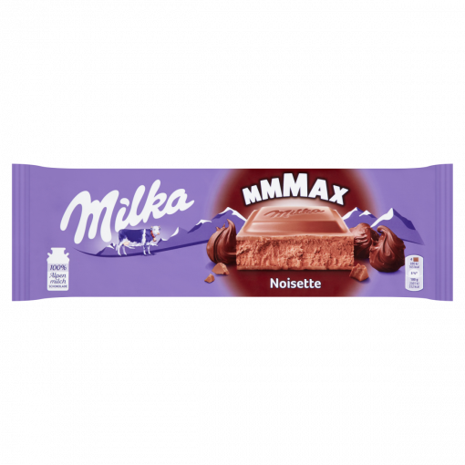 Milka Mmmax Noisette alpesi tej felhasználásával készült tejcsokoládé mogyorómasszával 270 g