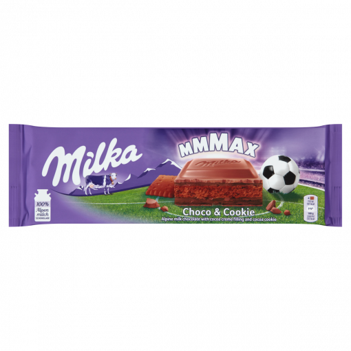 Milka Mmmax alpesi tejcsokoládé kakaós krémtöltelékkel és kakaós keksszel 300 g