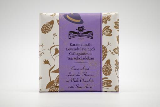Rózsavölgyi Csokoládé Karamellizált Levendulavirágok Csillagánizsos Tejcsokoládéban 70g
