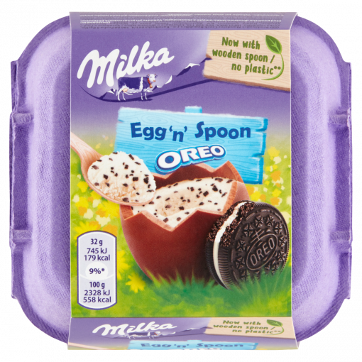 Milka Egg ‘n’ Spoon Oreo tejcsokoládé tejes krémtöltelékkel, kakaós kekszdarabokkal 4 x 32 g (128 g)