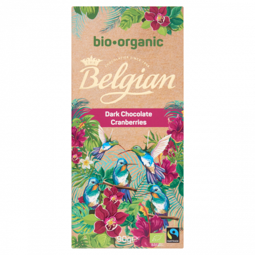 Belgian BIO vörösáfonyás étcsokoládé 90 g