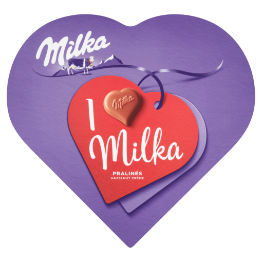 Milka I love Milka alpesi tejcsokoládé praliné mogyorós krémtöltelékkel 165 g