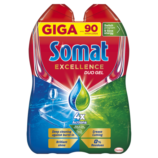 Somat Excellence Duo Gel gépi mosogatószer gél 90  1620 ml (Dishwasher Detergent)