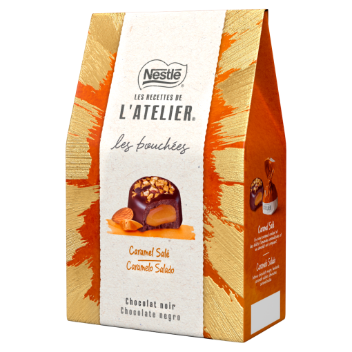 Nestlé l’Atelier étcsokoládé praliné karamellizált manduladarabokkal és sós karamellel 166 g