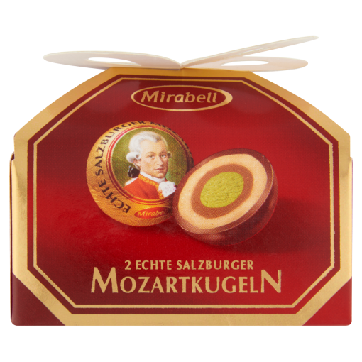 Mirabell Mozartkugeln étcsokoládé világos- és sötét mogyoróskrém és marcipán töltelékkel 2 db 34 g