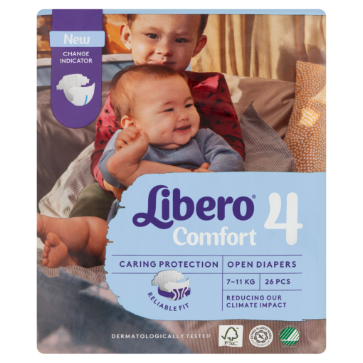 Libero Comfort egyszerhasználatos pelenka, méret: 4, 7-11 kg, 26 db