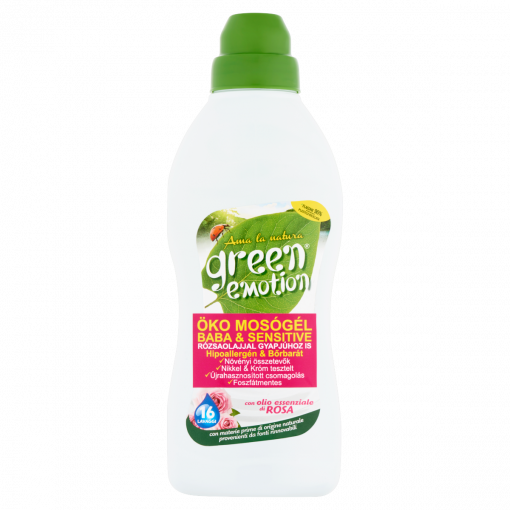 Green Emotion öko mosógél rózsaolajjal 16  750 ml (Eco Washing Gel Rose Oil)