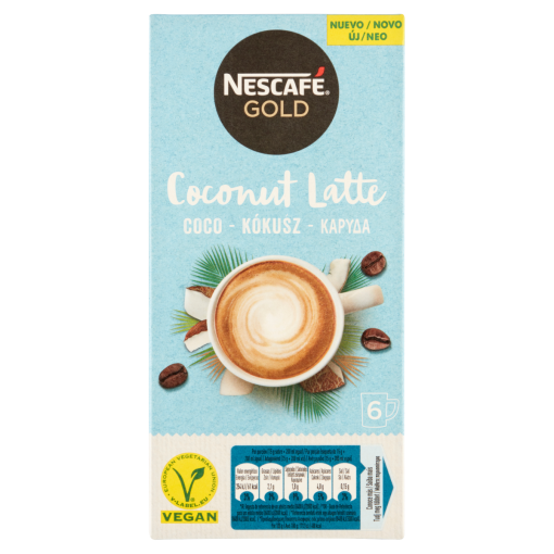 NESCAFÉ Gold Coconut Latte azonnal oldódó vegán kávés italpor kókusszal 6 x 15 (90 g)
