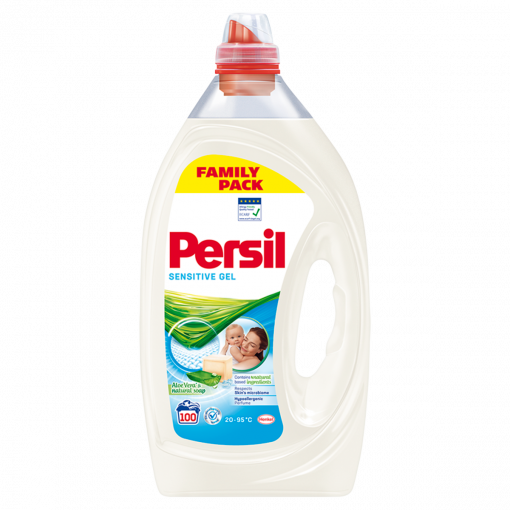 Persil Sensitive Gel Aloe Vera illatú folyékony mosószer fehér és világos ruhákhoz 100 mosás 5 l
