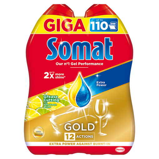 Somat Gold Grease Cutting Lemon&Lime mosogatógép gél 110  2 x 990 ml (Dishwasher Gel)