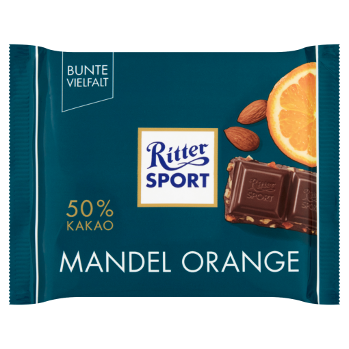 Ritter Sport étcsokoládé mandula és narancs darabokkal 100 g