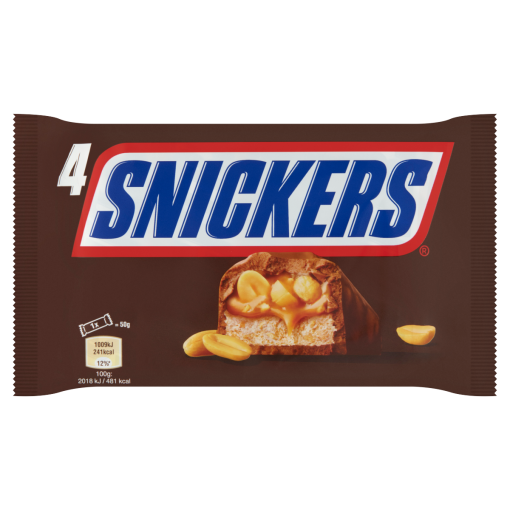 Snickers karamellás földimogyorós krémes szelet tejcsokoládéba mártva 4 x 50 g (200 g)