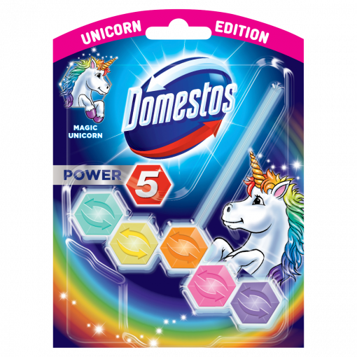 DOMESTOS Power 5 Magic Unicorn WC frissítő blokk 55 g (Toilet Block)