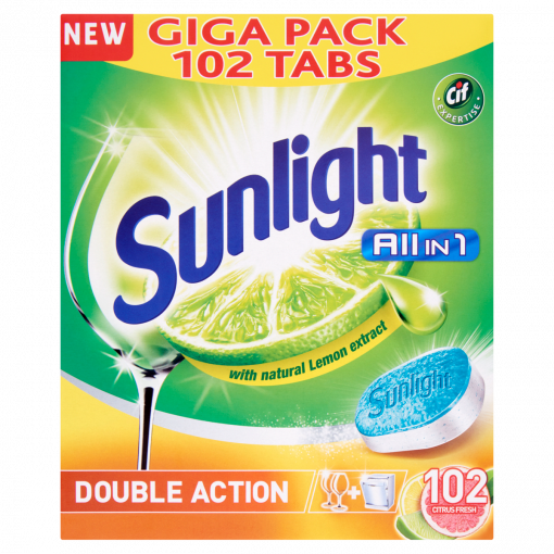 SUNLIGHT All in One Citrus Fresh Mosogató Tabletta 102 db (Dishwasher Tabs Lemon)