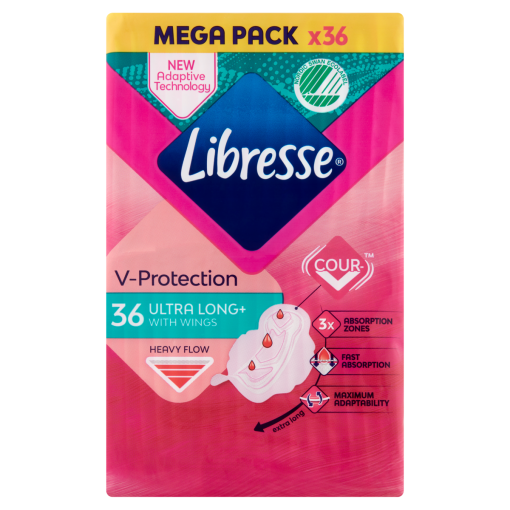 Libresse Ultra Long+ V-Protection egészségügyi betét 36 db
