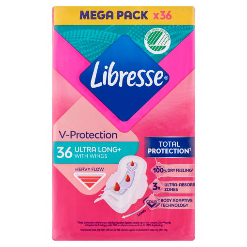 Libresse V-Protection Ultra Long+ egészségügyi betét 36 db