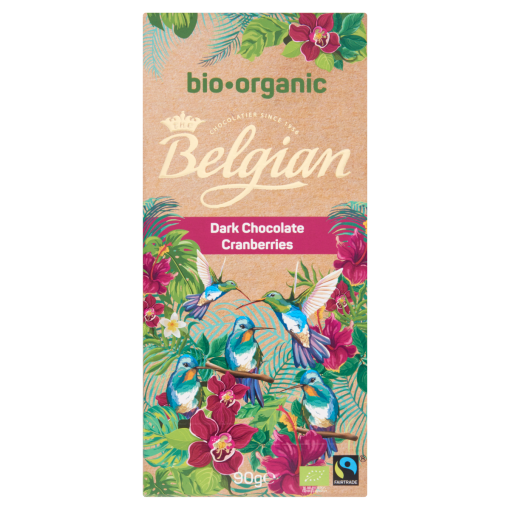 Belgian BIO vörösáfonyás étcsokoládé 90 g