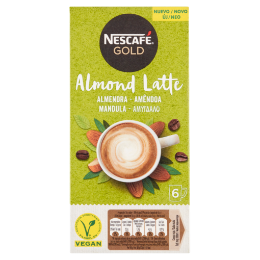 NESCAFÉ Gold Almond Latte azonnal oldódó vegán kávés italpor mandulával 6 x 16 g (96 g)