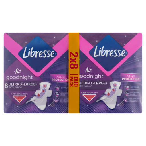 Libresse Ultra+ X-Large Goodnight szárnyas egészségügyi betét, éjszakai használatra 16 db