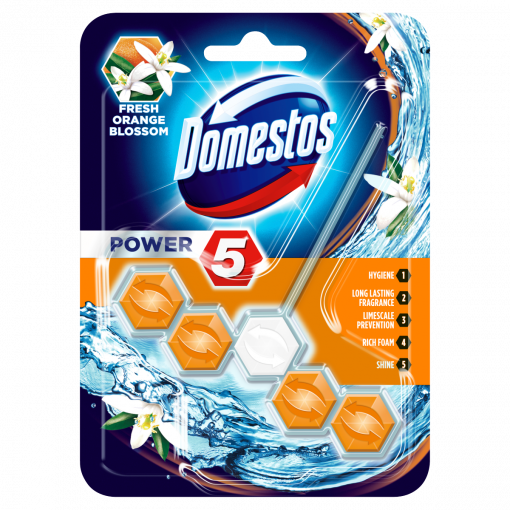 DOMESTOS Power5 WC frissítő blokk Fresh Orange Blossom 55 g (Toilet Block)