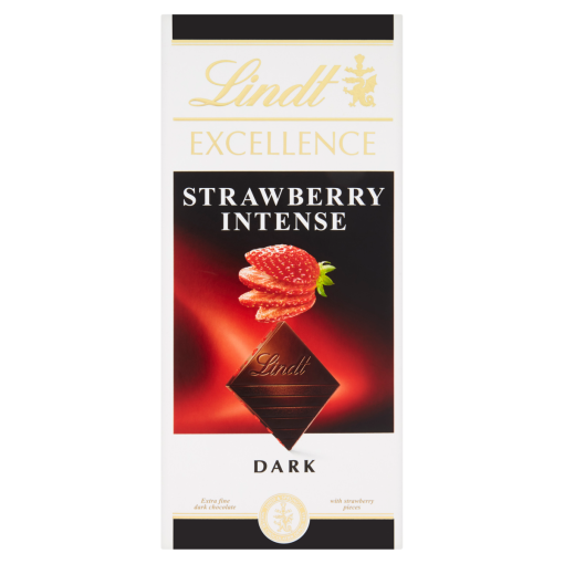 Lindt Excellence Intense Strawberry finom keserű csokoládé eperdarabokkal 100 g