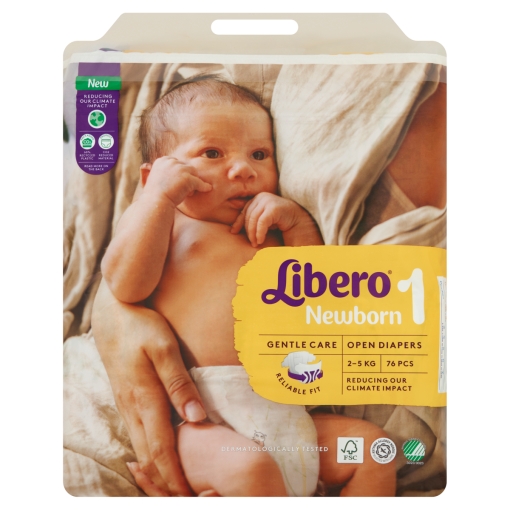 Libero Newborn egyszerhasználatos pelenkanadrág, méret: 1, 2-5 kg, 76 db