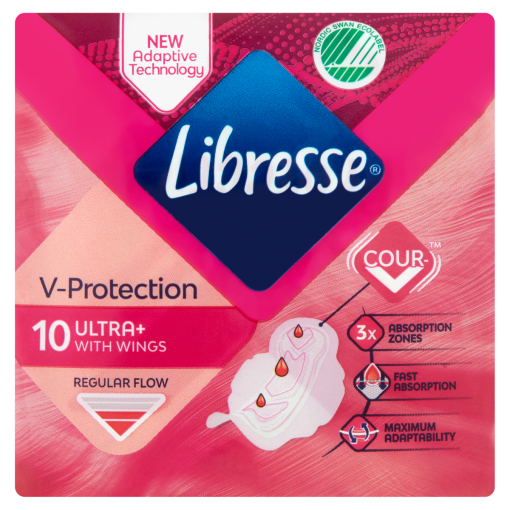 Libresse Ultra+ V-Protection egészségügyi betét 10 db