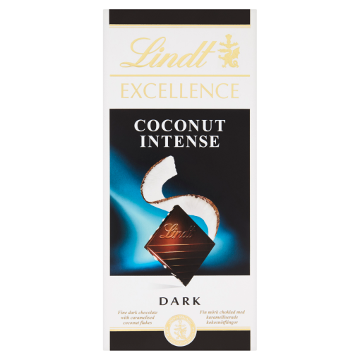 Lindt Excellence Intense Coconut extra keserű csokoládé karamellizált kókuszdarabokkal 100 g