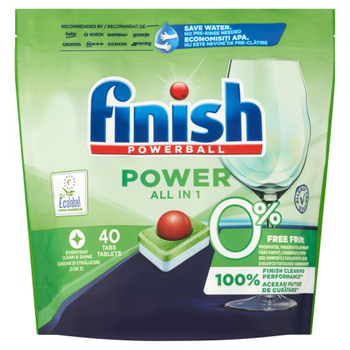 Finish Powerball Power All in 1 0% Regular mosogatógép tabletta 40 db 640 g