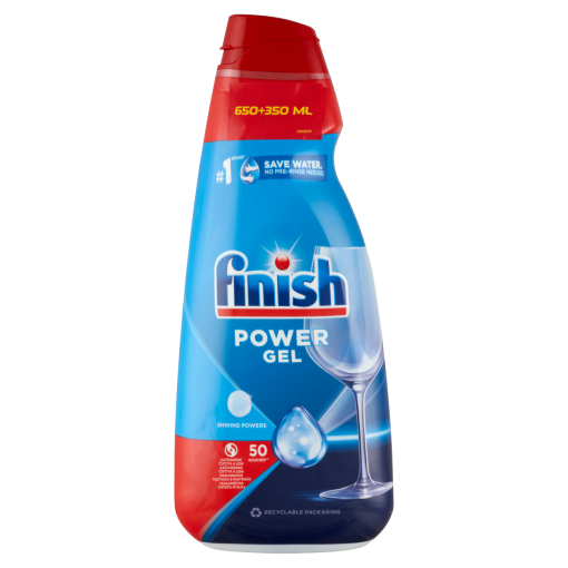 Finish Power Gel All in 1 Max Shine & Protect gépi mosogató gél 50 mosás 650 ml +350 ml