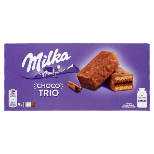 Milka Choco Trio alpesi tejcsokoládéval mártott kakaós krémmel töltött piskóta 150 g