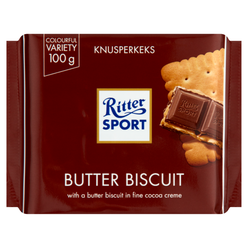 Ritter Sport kakaós krémmel és vajas keksszel töltött tejcsokoládé 100 g