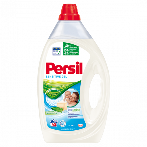 Persil Sensitive Gel Aloe Vera illatú folyékony mosószer fehér és világos ruhákhoz 40 mosás 2 l