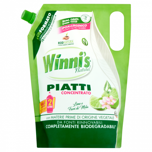 Winni’s Piatti lime & almavirág mosogatószer 1 l (Washing Up Liquid, Lime Apple Flower)