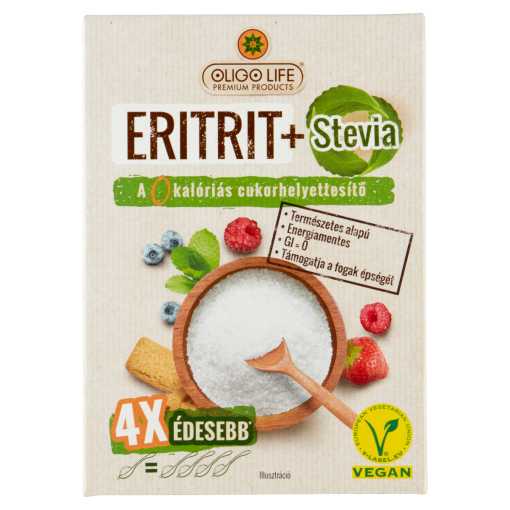 Oligo Life étkezési célra használható eritrit és stevia alapú édesítőszer 275 g