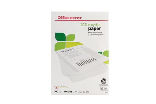 OFFICE DEPOT 100% újrahasznosított papírból, A4, 500 lap, 80 g